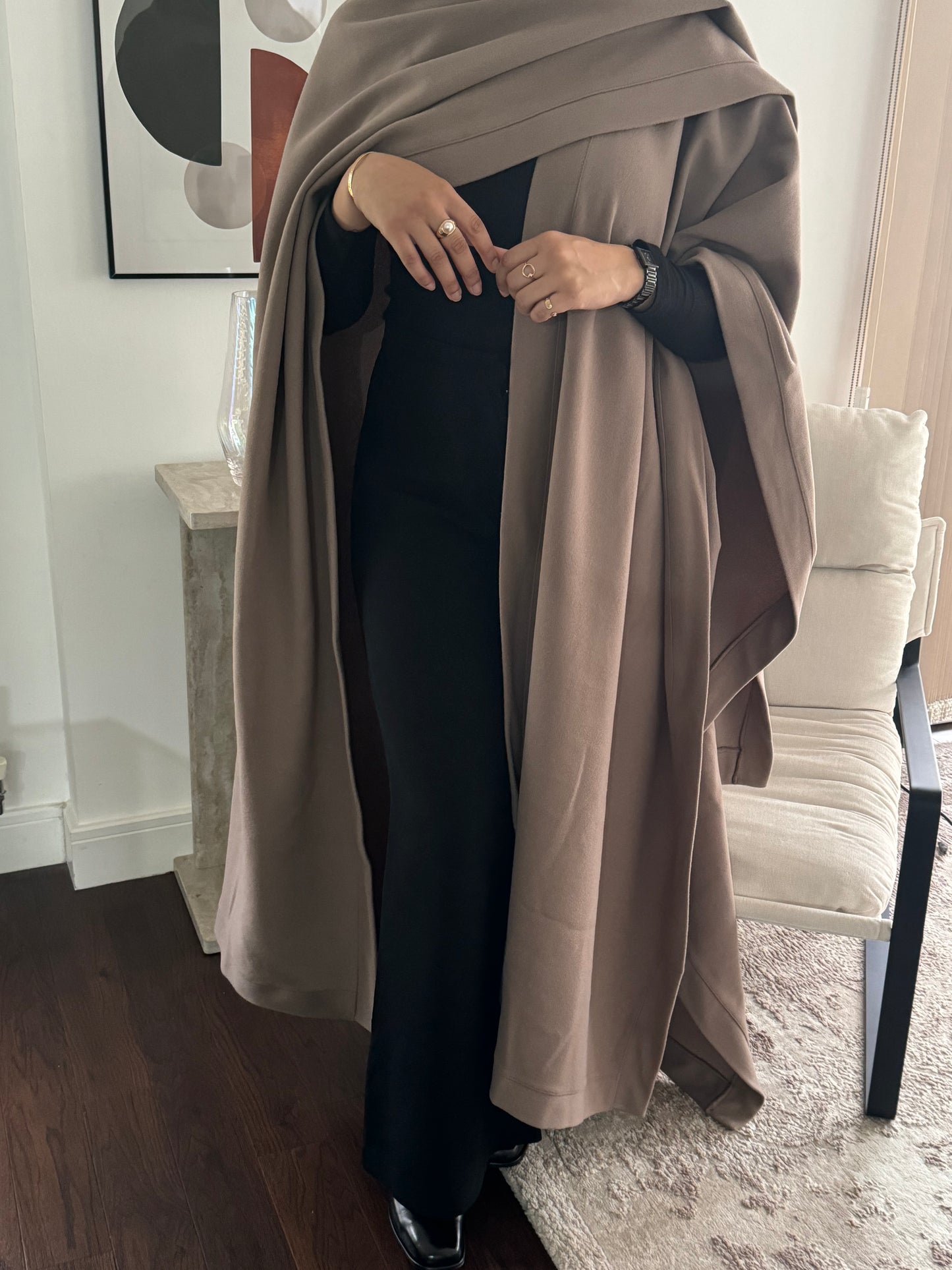 Open Cape Coat Taupe