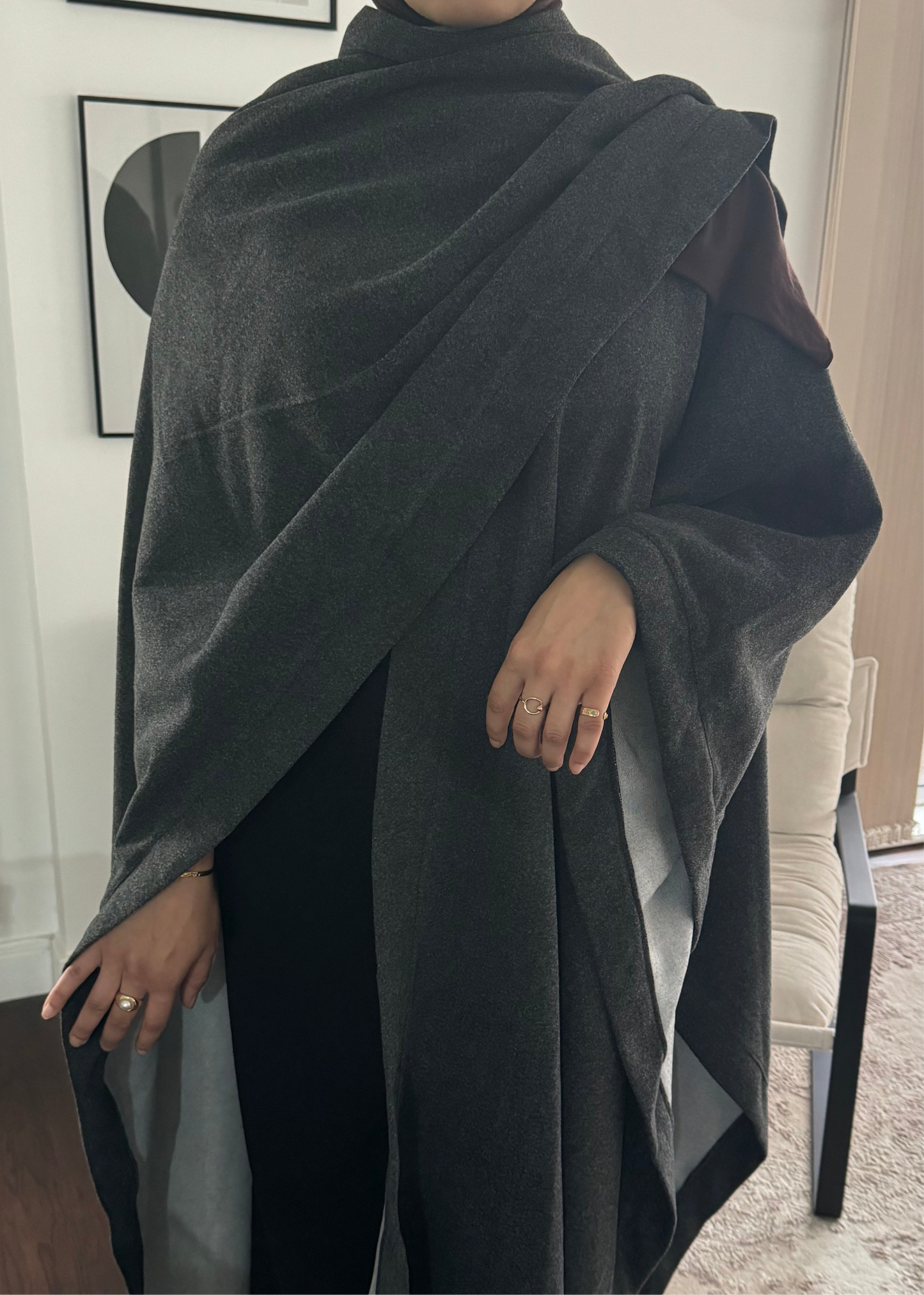 Open Cape Coat Grey