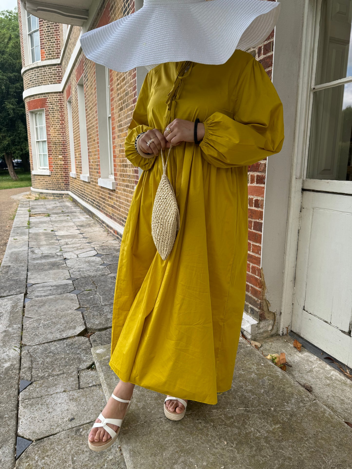 Poplin Maxi Dress Mustard