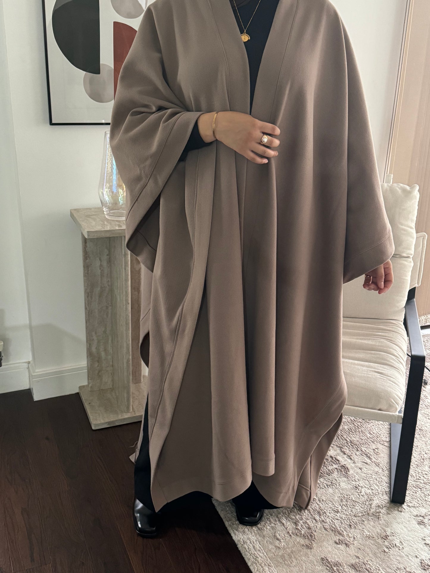 Open Cape Coat Taupe