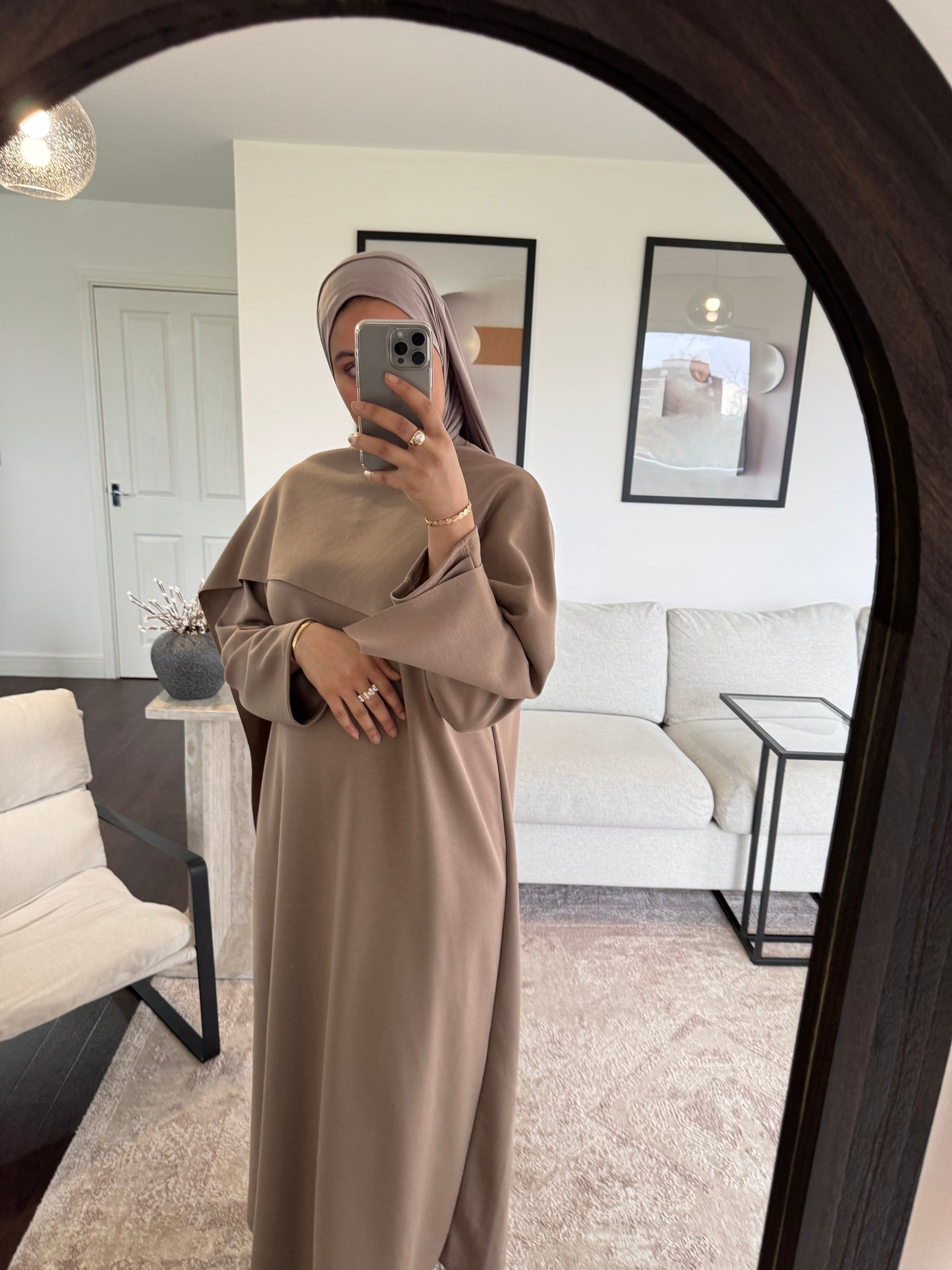 Attached Scarf Abaya Taupe