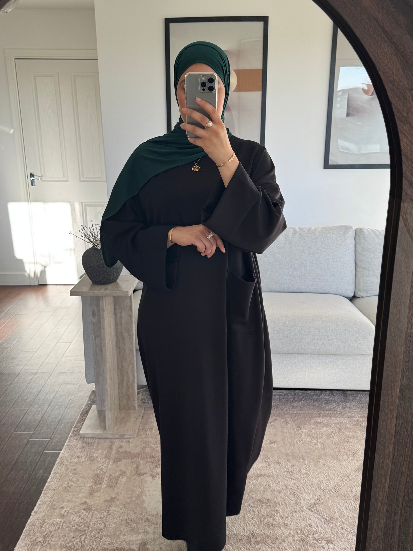 Front Pocket Abaya Black