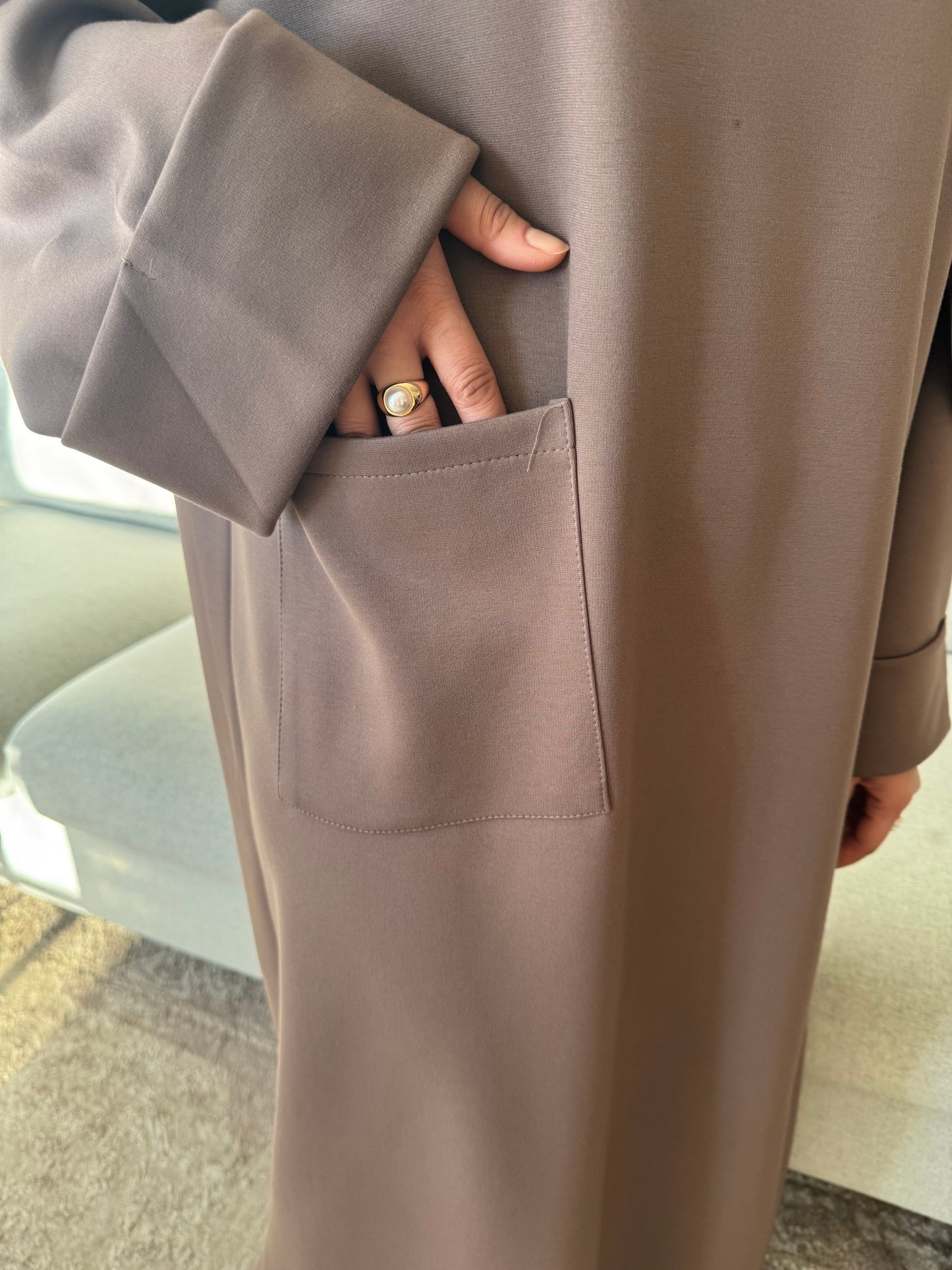 Front Pocket Abaya Taupe