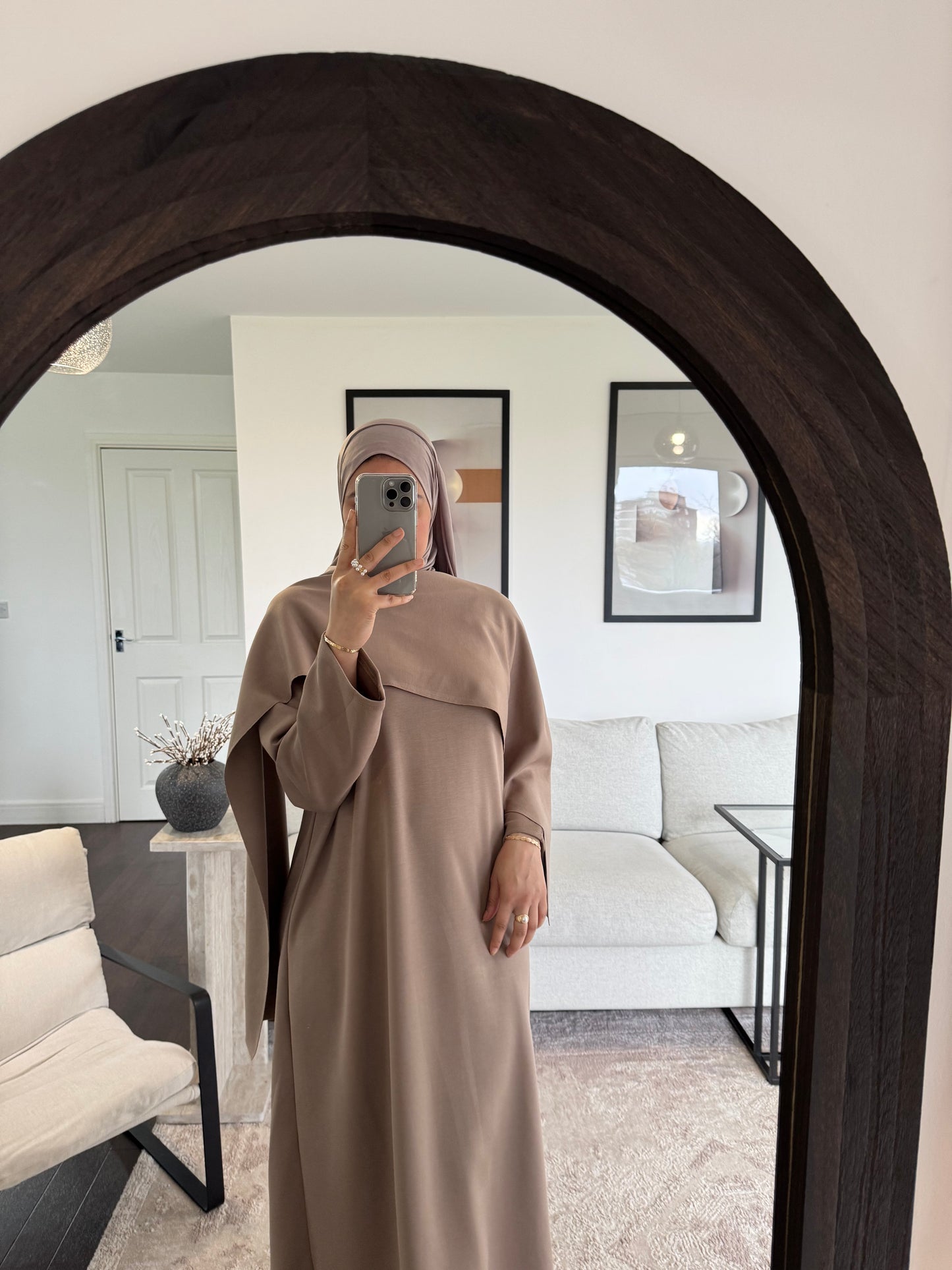 Attached Scarf Abaya Taupe