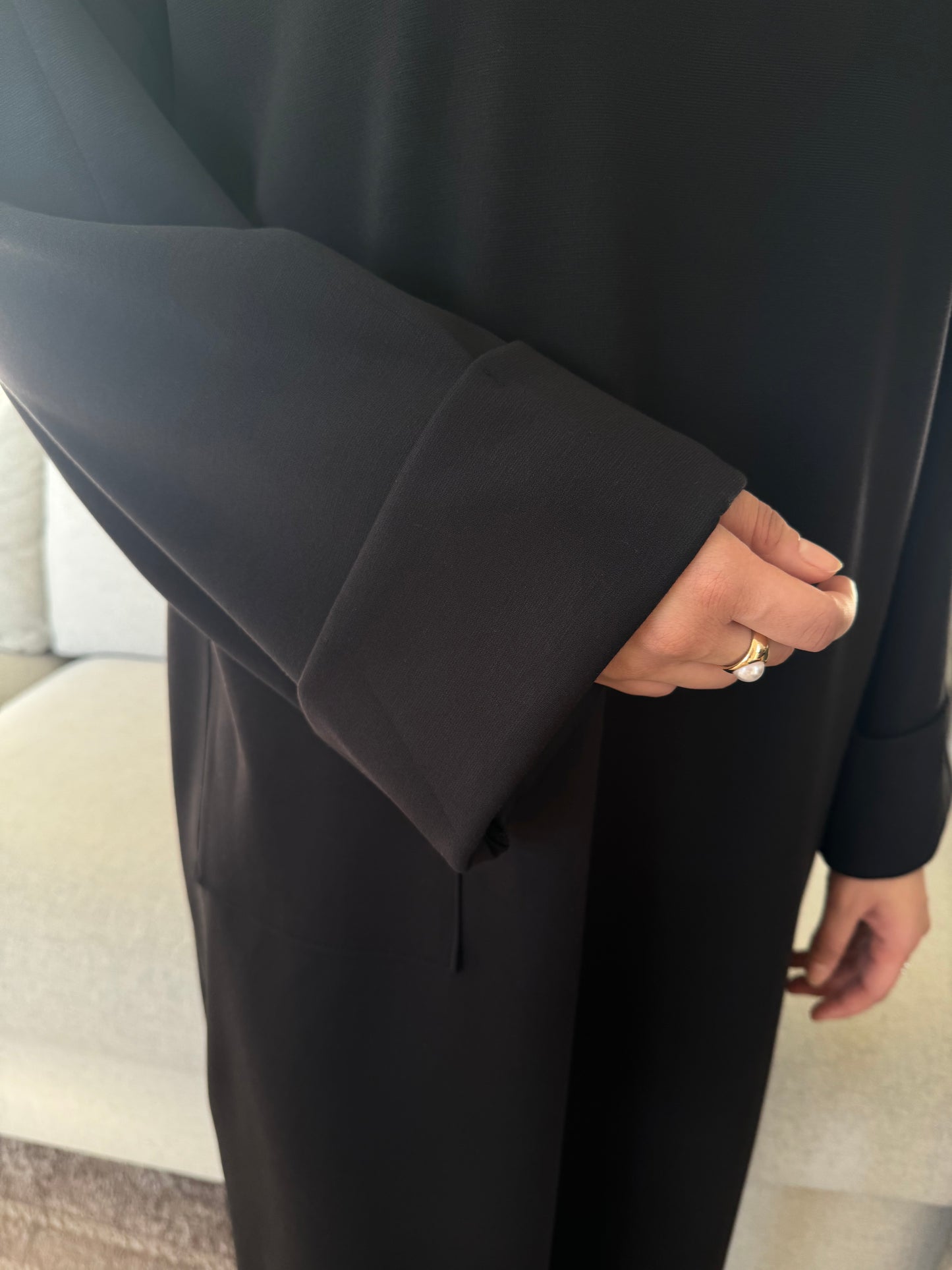 Front Pocket Abaya Black